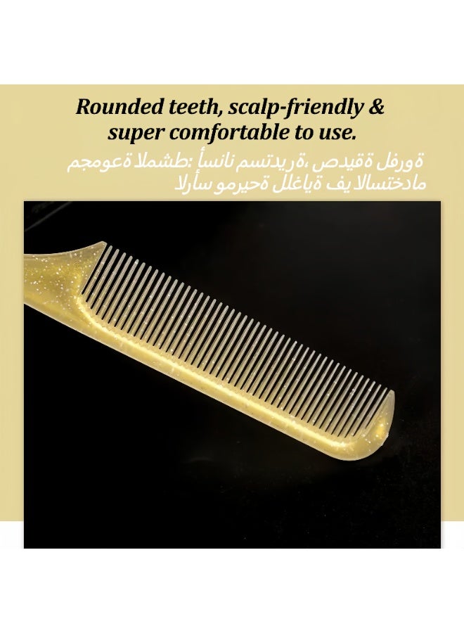 5-Piece Professional Salon Hair Combs Set, Anti-Static Heat-Resistant Hairdressing Brushes Set, Barber Hair Cutting Combs for All Hair Types & Styles, Unisex Gold Classic Combs Set (Gold) - Image 5